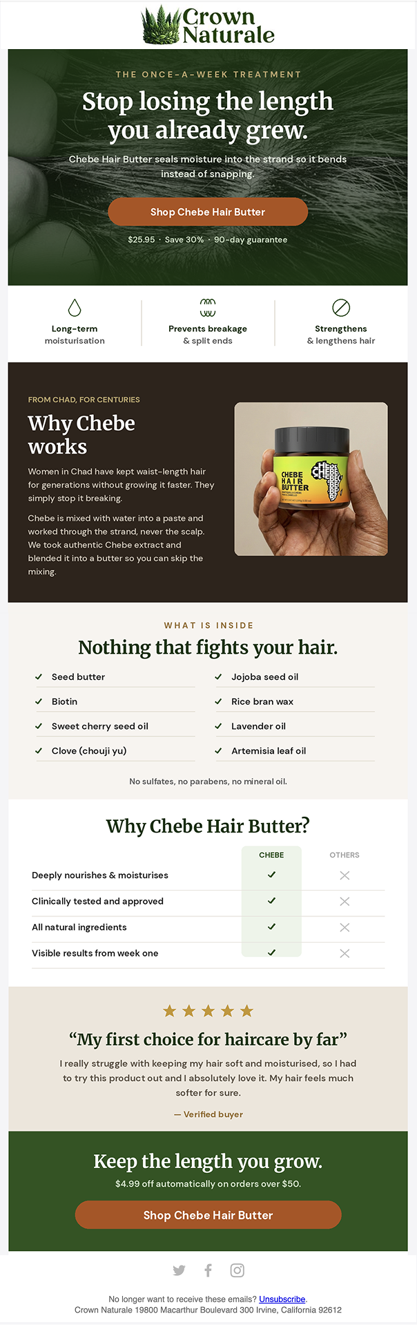 Crown Naturale Chebe Hair Butter email creative