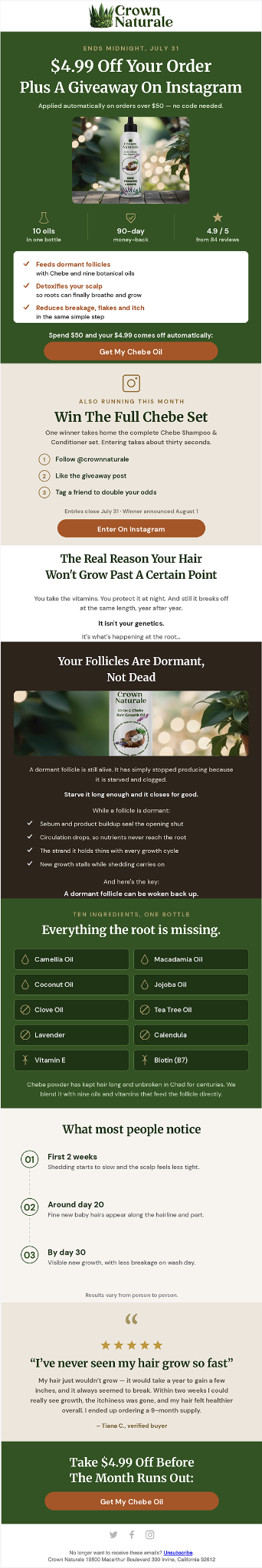 Crown Naturale giveaway email creative