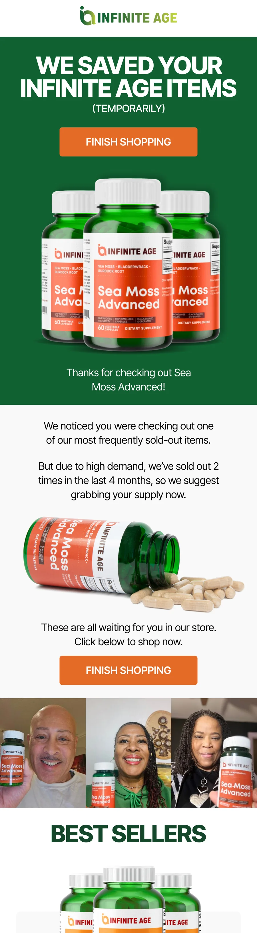 Infinite Age product recovery email